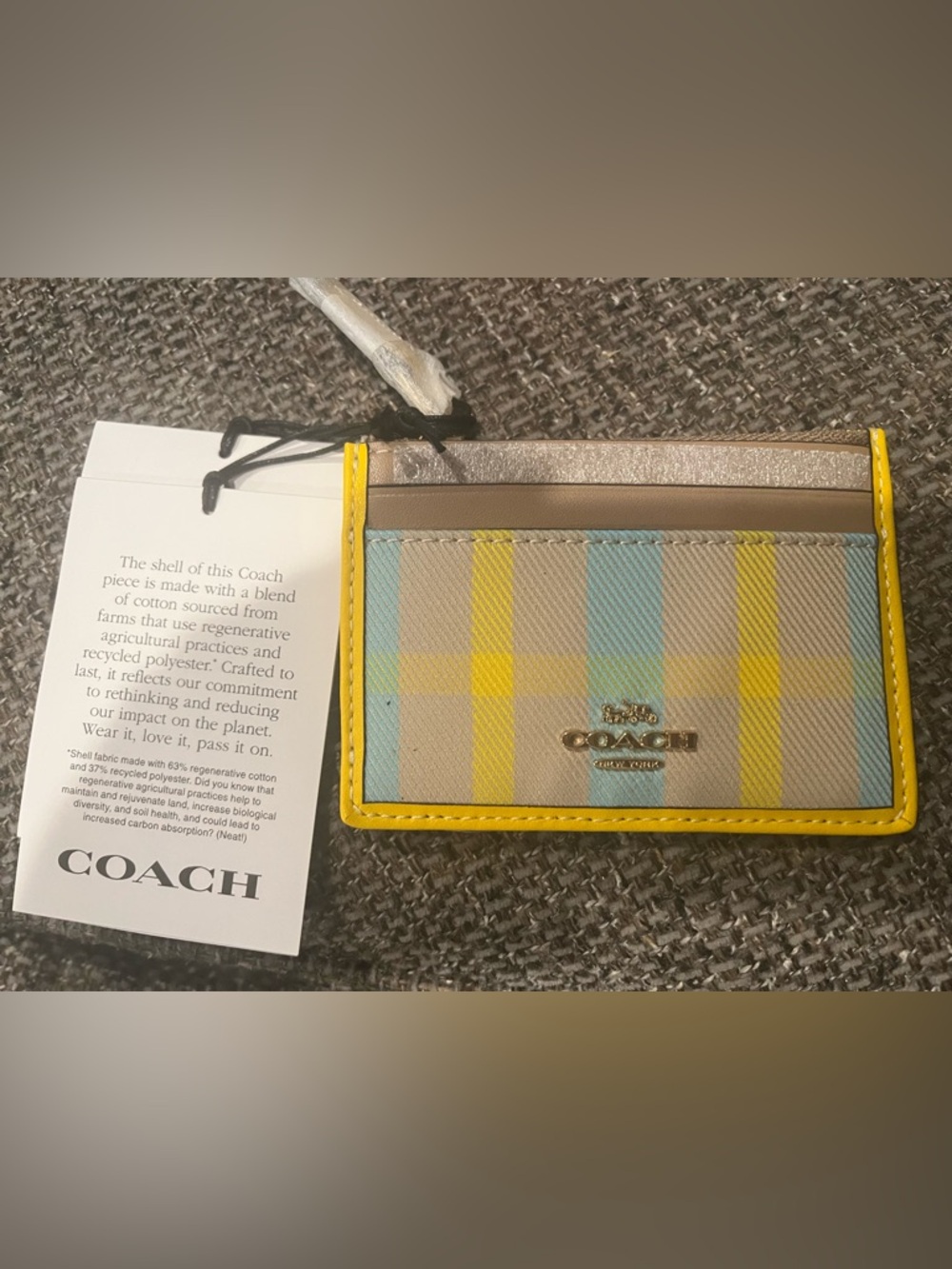 NWT Coach Plaid Card Wallet - Picture 3 of 5